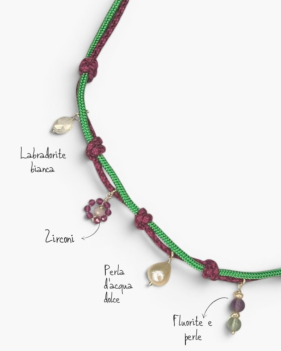Collana Climber - verde/fuscia