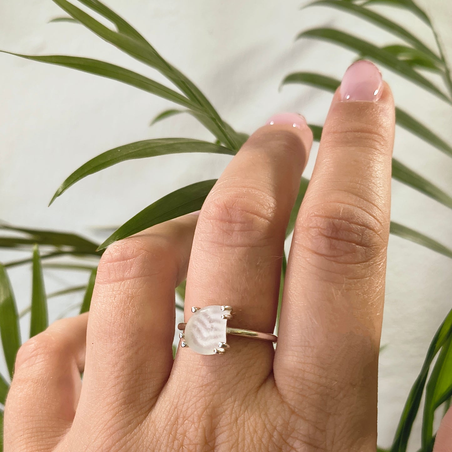 Anello Gocce di Mare - Vetrino Bianco